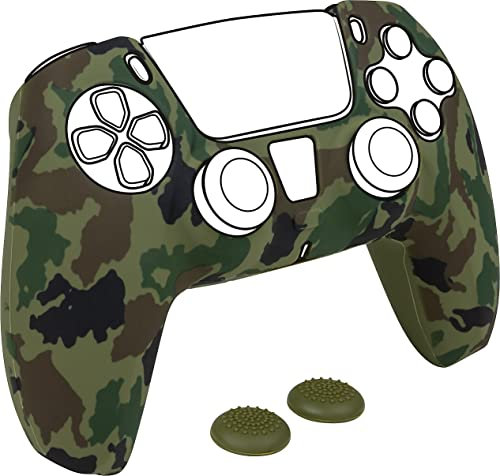 Silicon skin pour manette Sony Dualsense et une paire de grips pour joystick pour PS5. Couleur: Camo