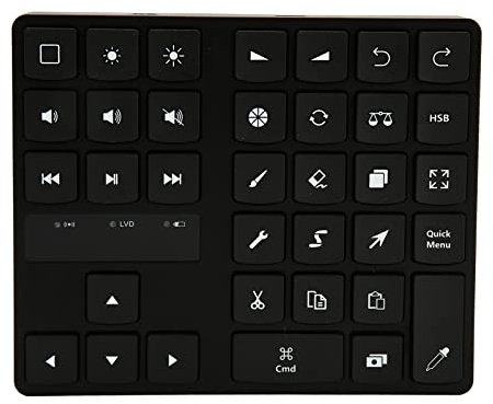 ASHATA Mini KeyDial 35 Keys Wireless Express Key Shortcut Keyboard for Graphics Drawing Video Photo Editing Controller, One Handed Drawing Keyboard for IOS, Tablet PC Laptop