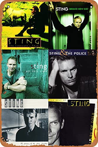 Clilsiatm Sting Poster Sänger Blechschild Vintage Metallschild Home Bar Retro Dekor Geschenk 20,3 x 30,5 cm