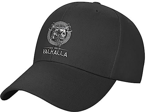 WDBAYXH Valhalla Baseballkappe Viking Odin Sport Sonnenmütze für Herren & Damen, 100% Baumwolle Trucker-Mütze Golf Outdoor Kappe, Verstellbare Schwarze Retro Freizeit Hip Hop Cap,Valhalla b,OneSize