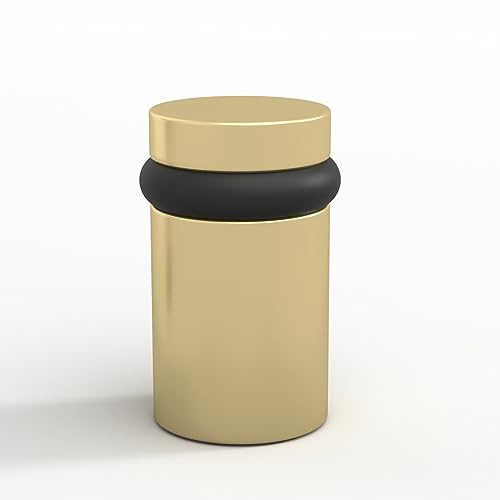 Mega Handles Floor Door Stopper - Gold Door Stopper Quickly Installed Wall Protector, Wall Protectors from Door Knobs, Door Stop Floor Mount with mounting Hardware Included - Satin Brass (1 Pack)