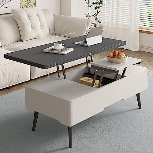 PRUJOY Couchtisch mit Lift-Top-Couchtisch für Wohnzimmer, Aufbewahrung mit Mehreren Trennwänden, robuster/einfacher Zusammenbau für Wohnzimmer (Dark Gray 100 * 60 * 36CM)
