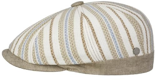 LIERYS Savoca Flatcap Gestreifte Schirmmütze Sommerliche Kappe aus Baumwolle und Leinen Made in Italy Herren Frühjahr/Sommer beige L (58-59 cm)
