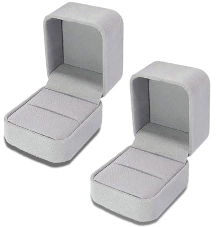 ZKHSEOU 2-teilige Schmuckschatulle, Samt-Ringbox, Schmuck-Display-Ringbox, Geschenkverpackung für Verlobung, Hochzeit, Valentinstag, Geburtstag (5 x 5,4 x 3,9 cm)