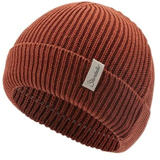 Sterntaler Strickmütze mit Umschlag - Klassische Unisex Beanie aus Baumwollmischgewebe - Winter Babymütze mit Rippstrickmuster - lehmbraun, 45