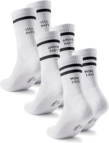 Occulto Damen & Herren Statement Tennis Socken 3er Pack (Modell: Leo) Love 35-38