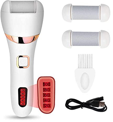SaryEdge Lima para pies eléctrica profesional removedor de callos eléctrico USB Ipx7 impermeable con 3 cabezales de rodillo grueso para piel muerta, dura y agrietada, callos