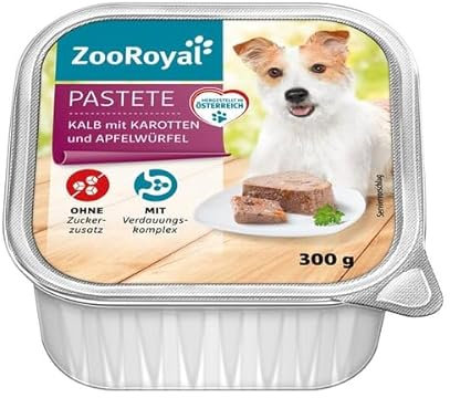 ZooRoyal Hund Pastete Kalb mit Karotten und Apfel 9x300g Hund nassfutter grossbeutel alleinfuttermittel