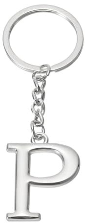PATIKIL Silber Schlüsselanhänger Buchstabe P, Metall Buchstaben Anhänger mit Schlüsselringe, Anfangsbuchstaben Schlüssel Anhänger für Damen Herren Taschen Rucksack Autoschlüssel Dekoration
