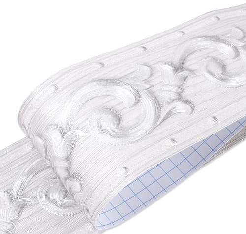 JUMRHFAN Cenefa autoadhesiva para papel pintado, 10,6 x 500 cm, para salón, cocina, baño, extraíble, impermeable, tira de suelo de PVC, cenefa decorativa (gris)