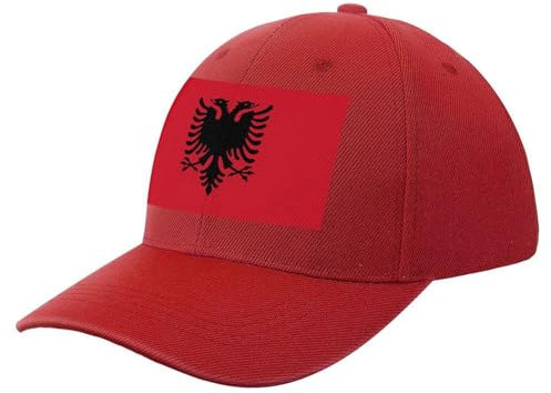Vintage Plain Trucker Cap – Punk Unisex Republik Albanien Flagge Baseball Cap Adult Pride Verstellbare Dad Hat Damen Herren Hip Hop Snapback Caps, Rot, Einheitsgröße