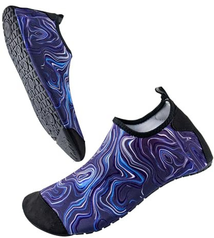 Milaloko Zapatos de Agua Zapatos de Playa para Hombres y Mujeres Zapatos Ligeros y Descalzos Aqua Zapatos de Natación de Surf Transpirable, Azul Oscuro, 42-43