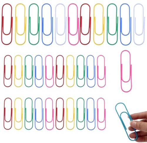 SULIUDAJI 32 Stück Groß Bunt Vinylbeschichtete Jumbo Büroklammern 50Mm 100Mm