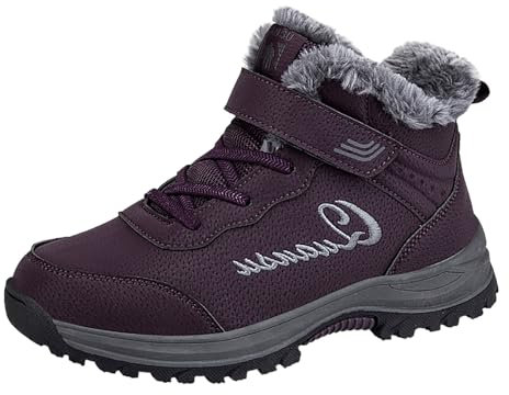 Warme Schuhe Damen, Damen Winterschuhe Gefüttert Winter Barfußschuhe Wasserdicht Damen Wanderschuhe Wasserdicht Winter Damen Stiefel Winter Warm Gefütterte Schneestiefel Wärmeschuhe Winterstiefel