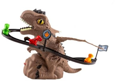 Harilla Elektrisches Dinosaurier-Kletterrutschenspielzeug mit Lichtern Kleines Dinosaurier-Rutschen-Spielen Sie lustige kleine Dinosaurier-Spielzeugtreppen, Braun Dinosaurier