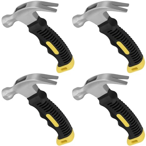 KEILEOHO 4 PCS 8oz Mini Claw Hammer, Small Stubby Hammer for Repairing, Furniture Assemble