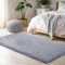 BEIMO Small Fluffy Faux Fur Bedside Rug 50x80cm, Soft Shaggy Rugs for Bedroom, High Pile Rugs, Non Shedding Plush, Solid Colour Shaggy Rug for Living Room, Grey