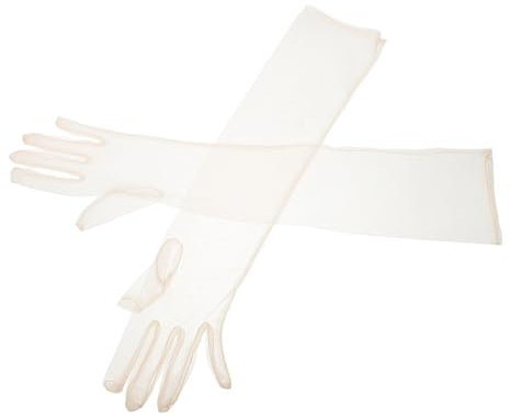 Genérico Guantes Largos De Tul Elegantes para Novias, Guantes Transparentes para Fiesta De Ópera, De Baile De Tul De Malla para Bodas Y Eventos Nocturnos, Color Beige