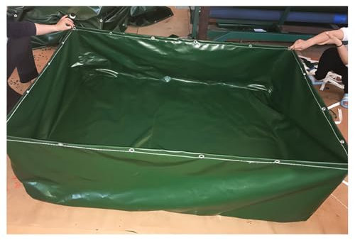 zklaseot Piscina per Acquario in Tela di PVC, Serbatoio d'Acqua Portatile Pieghevole, Piscina per Pesci da Acquacoltura da 0,6 Mm, Rivestimento per Laghetto per Giardino E Patio(Verde,2x1.5x0.6m)