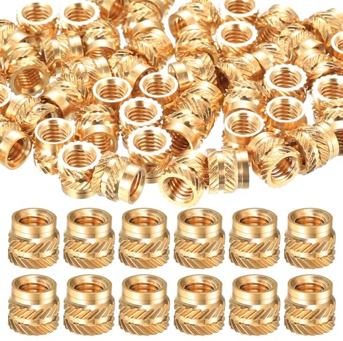 JiuXinYuKeJi 60 Stk M6 Gewindeeinsatz 3D Druck Einschmelzgewinde,M6x10x8 mm | Einpressmuttern, Messing Gewindeeinsätze, Gewindebuchse Rändelmuttern Threaded Inserts für 3D Druck Zubehör Kunststoffteile