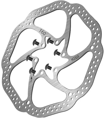 AEYINO 160mm MTB Disc Brake Rotor with 6 Bolts, Bicycle Brakes Stainless Steel Rotors M5 Screws, for Mountain Road Bikes MTB