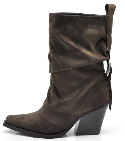 IF Stivaletti Donna con Tacco e Cinturino Punta Affusolata Gambale Drappeggiato 2701-5 testa di moro N.40