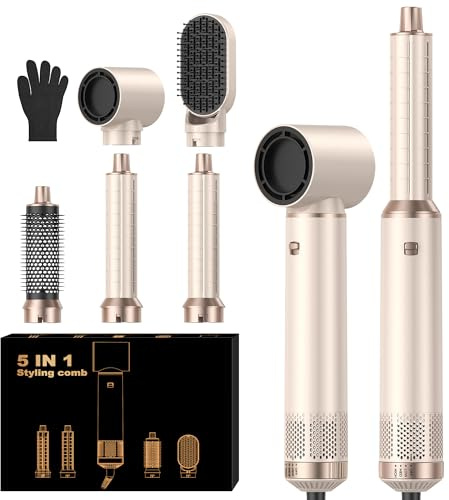 OKWRAP Hair Styler Airbrush 5 in 1 Airstyler Multi-Blow Dryer Brush | Airbrush 5 in 1 Multi-Blow Dryer Brush Set with Curl, Straighten, Wavy, Smooth, Magic Styler for All Hair Types and Lengths