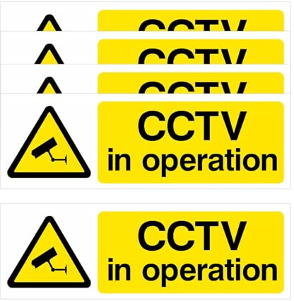 5 PCS CCTV In Operation Sign,Self Adhesive Vinyl Weatherproof CCTV Stickers | 15cm x 5cm Security Measure CCTV Signage Landscape Warning Signs for Indoor/Outdoor Use