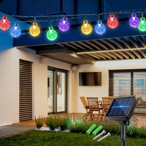 Knayis 100LED Solar Garden Lights,12M/39Ft Solar String Lights Waterproof | 8 Modes Indoor/Outdoor Fairy Lights for Garden Yard Patio Gazebo Camping Party Christmas Decorations(Multi-Coloured)