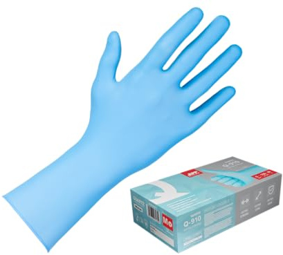 APP QUARTZ Q910 - Guanti Monouso in Nitrile Blu Extra Resistenti 6 mil (0,15 mm), Polsino Lungo 305 mm | Dita Rinforzate, Senza Polvere | Scatola da 100 Pezzi