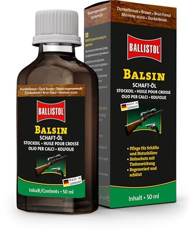 BALLISTOL 23150 Balsin Schaft-Öl dunkelbraun 50ml Flasche - Holzschutz gegen Regen, Nässe, Fäulnis und Schimmel