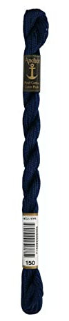 Anchor Perlgarn Stärke 5 4585000-00150 nachtblau Stickgarn, 100 % Baumwolle, 5g Strängchen