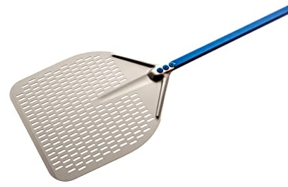 Gi.Metal Metal Pizza Peel 14 Inch Perforated Head with 59 Inch Blue Handle by