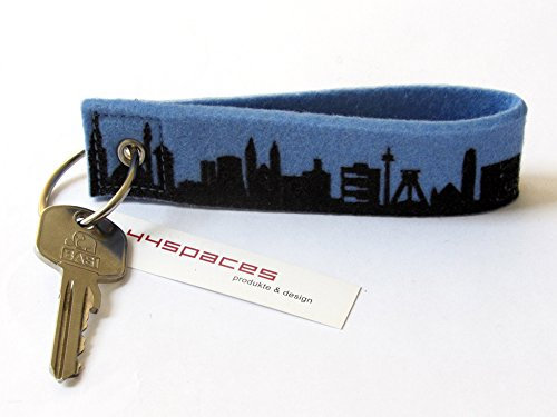 44spaces Schlüsselanhänger Ruhrpott Filz blau mit Skyline Design - handgefertigt viele Farben - Geschenk für Frauen Männer Geburtstag Umzug