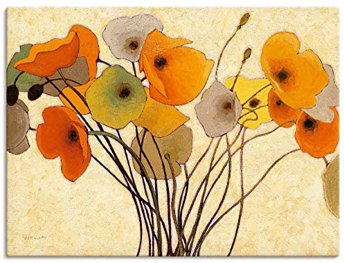 ARTLAND Wanddeko Leinwand Bilder Wandbild 120x90 cm Blumen Blüten Mohnblumen Botanik Abstrakte Kunst Malerei Modern L1CB