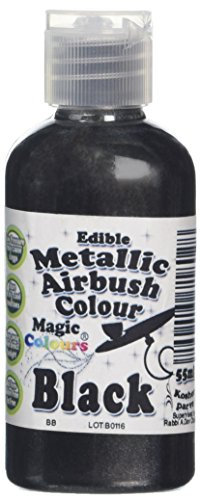 Magic Colours Metallic Edible Airbrush Food Colouring for Cake Decoration – Black (55ml)