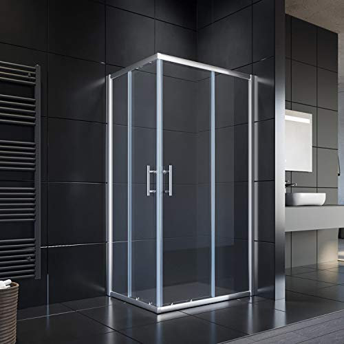 Glasdeals SPA-FIX Cabine de douche Double porte coulissante en verre 90 x 90 cm, 90*70*195cm ohne Duschtasse