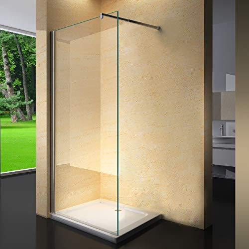Yellowshop - Parete Doccia Fissa Walk In Cristallo 8 MM Trasparente O Puntinato Opaco Box Cabina Bagno Misure Cm 70 80 100 120 140 (Cm 70, TRASPARENTE)