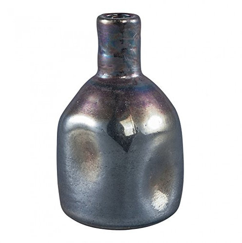PTMD Glasflasche Flaschenvase Vintage Vase Empire grau Glas small - Maße: 16 cm Höhe, Ø 10 cm