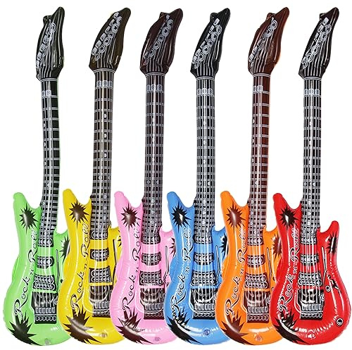 Dr.dudu Inflatable Guitar, Waterproof Assorted Colors Party Decoration (6pack)
