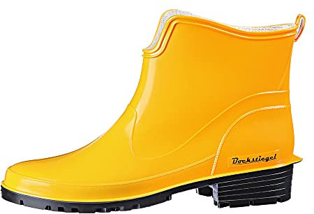 tomBrook Damen Gummistiefel Regenstiefel Stiefelette Zum Abendkleid - Gummistiefel Damen Outdoor Gummistiefelletten Wasserdicht in Gelb Größe 36