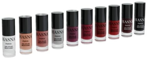 Hasna Paris - Halal Nagellack – Kollektion LUXE – Öko-Verantwortung – Glanz und langer Halt – einfach aufzutragen – 10 x 6 ml (PARIS)