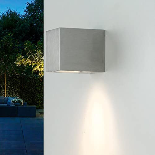 Moderne Wandlampe AALBORG in Silber IP44 Downlight Außen Gartenbeleuchtung Haus Terrasse