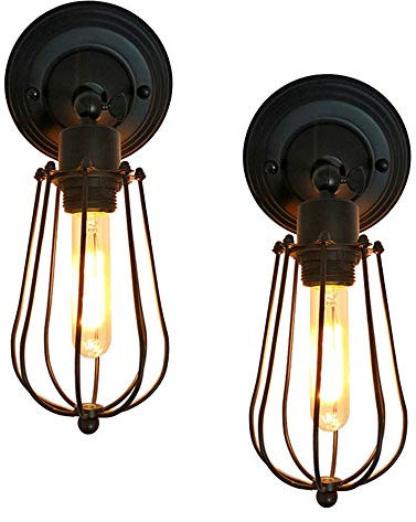 Mengjay 2 er Pack Wandlampe Vintage Industrial E27 Wandleuchte rustikal Deckenleuchte innen Industrial Metall Lampenschirm schwenkbar für Wohnzimmer Esstisch(Ohne Leuchtmittel)