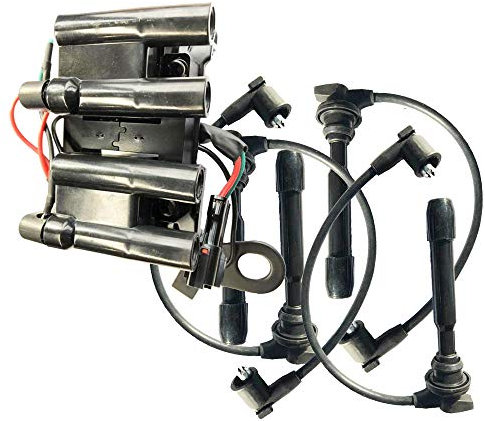 1 Set 27501-26D00 Zündkabelsatz und 27301-22040 Zündspule für H-yundai Coupe Elantra I II Getz Lantra II Accent I II K-ia Rio II Pride 1,3L 1,4L1,5L 1,6L 1994-2011