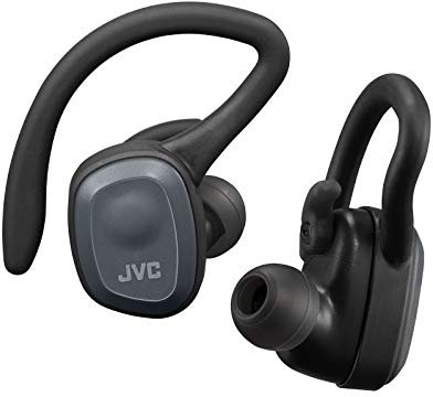 JVC Auriculares Bluetooth HA-ET45T True Wireless, Micrófono y Clip Desmontable. Máxima Adaptabilidad, Agarre y Resistencia. Batería 14h, Color Negro