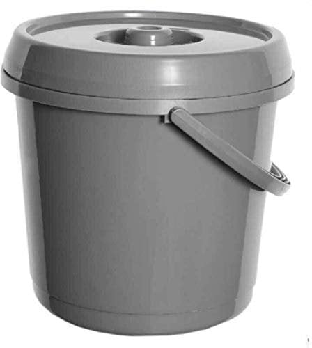 St@llion 14 Litre Nappy Bucket With Lid and Handle, Nappy Bin, plastic food containers with lids, kitchen bin, food waste bin, bathroom bin, Pet food storage container, Large Food Bin (Silver)