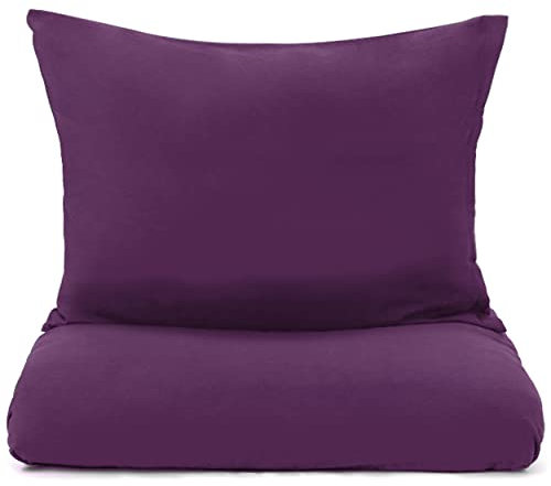 Mixibaby Parure de lit 100 % coton - 155 x 220 cm, 135 x 200 cm, 200 x 200 cm, 200 x 220 cm - Couleur : Violette - Dimensions : 200 x 200 cm - Luxe et Respirabilité