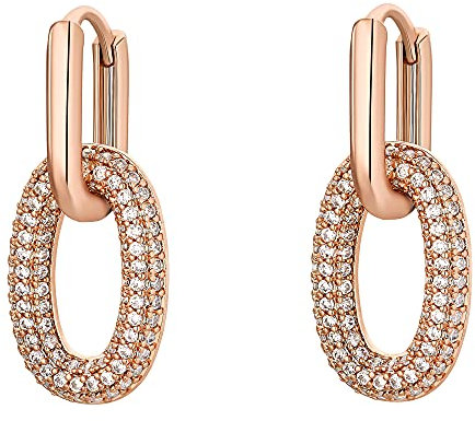 Heideman Ohrringe Ada Damen - aus hochwertigem Edelstahl - silber gold rosegold farbend poliert - Ohrstecker hängend für Frauen mit Stein Zirkonia weiss - Creolen mit Anhänger