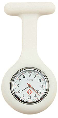 TOPSTUFF - Montre pour Blouse Infirmière Montre Silicone avec Broche pour Infirmières et à Tout Autre Professionnel de la Santé (Blanc)